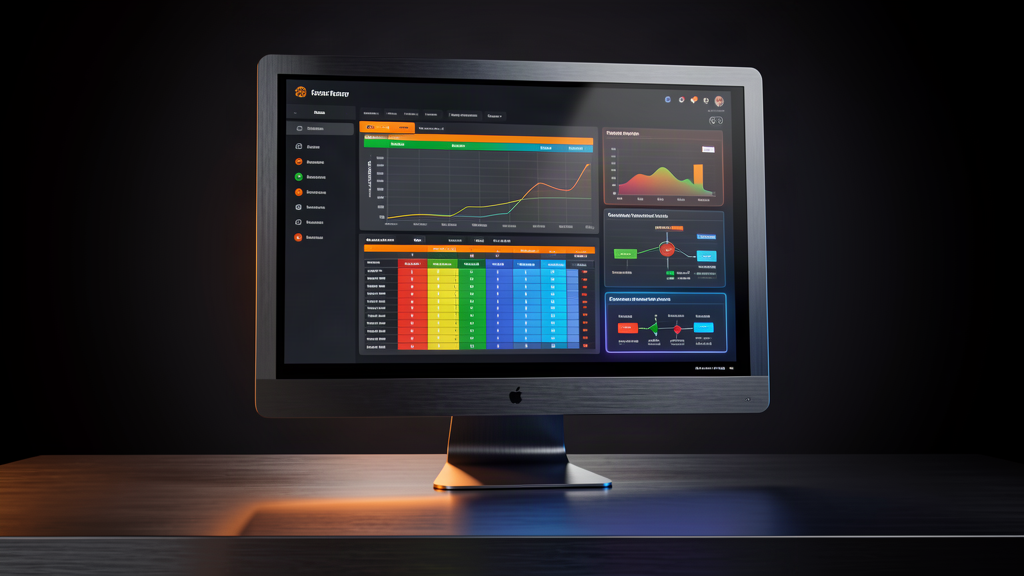 Computer screen with automation dashboard and spreadsheets